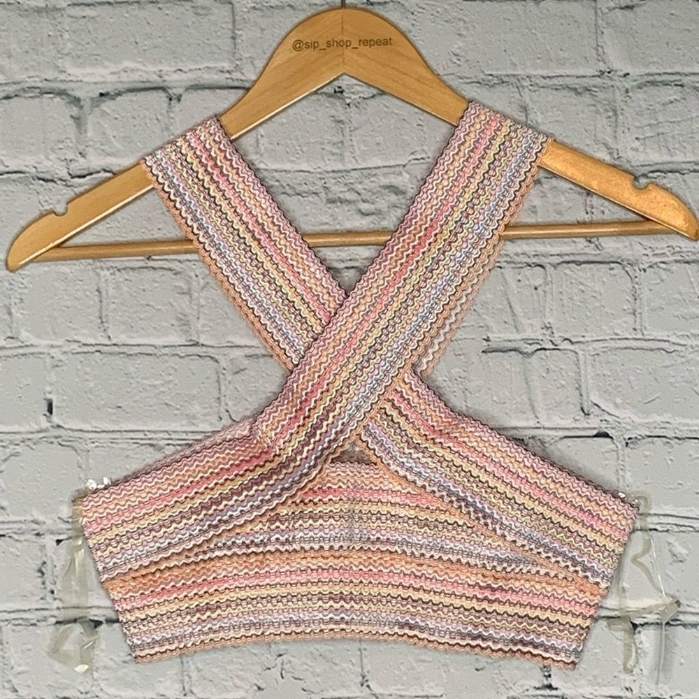 Hobie Criss Cross Rainbow bikini top. Medium